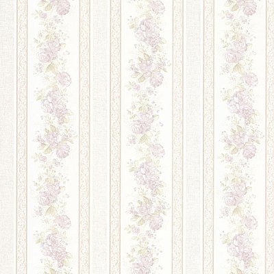 Tasha Lavender Satin Floral Scroll Stripe Wallpaper