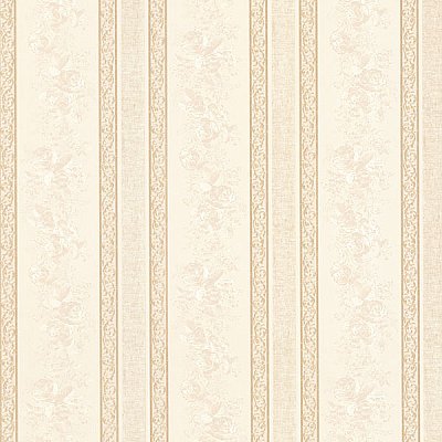 Trish Cream Satin Floral Scroll Stripe Wallpaper
