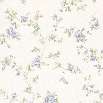 Mary Light Blue Floral Vine Wallpaper