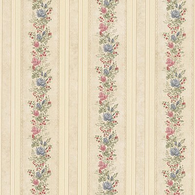 Alexis Beige Satin Floral Stripe Wallpaper