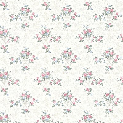 Kezea White Petit Floral Urn Wallpaper