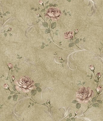Gracie Brown Floral Scroll Wallpaper Wallpaper