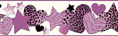 Diva Purple Cheetah Hearts Stars Border