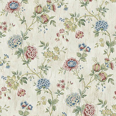 Chrysanthemum Ruby Jacobean Wallpaper