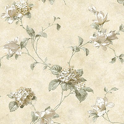 Magnolia Hydrangea Cream Trail Wallpaper