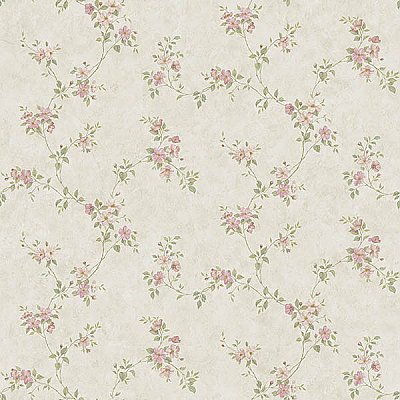 Rose Valley Pink FloralScroll Wallpaper