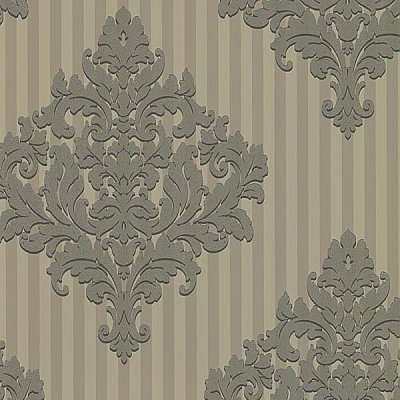 Rowan Pewter Damask Stripe Wallpaper
