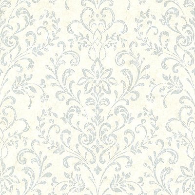 Presley Blue Country Damask Wallpaper