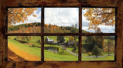 Farmhouse Window Peel and Stick Canvas Wall Mural