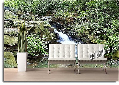 Mountain Waterfall Peel & Stick Canvas Wall Mural by QuickMurals