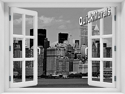 New York City Black and White #1 Window Mural Roomsetting