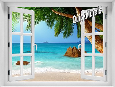 Secluded Beach Window Mural