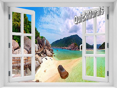 Tropical Island Window Mural