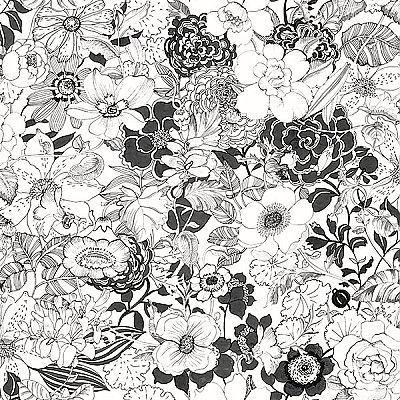 Adeline Black Flower Garden Wallpaper