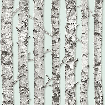 Merman Mint Birch Tree Wallpaper