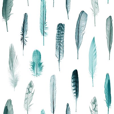 Nala Turquoise Feathers Wallpaper