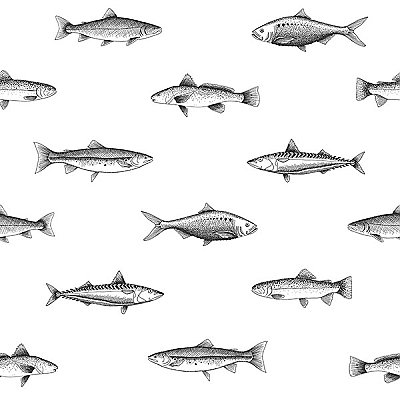 Fiyero Off-White Fish Wallpaper