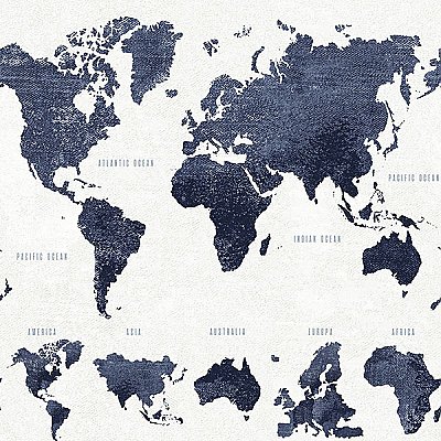 Boq Dark Blue World Map Wallpaper