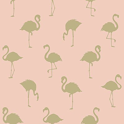 Lovett Peach Flamingo Wallpaper