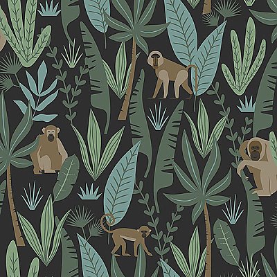 Macaque Dark Green Monkeys Wallpaper