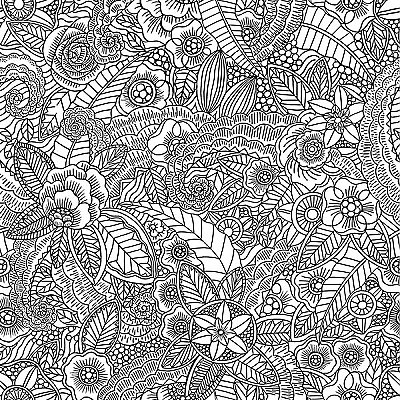 Dharma Black Inked Flowers Wallpaper
