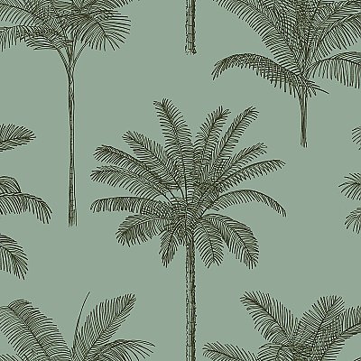 Taj Sage Palm Trees Wallpaper