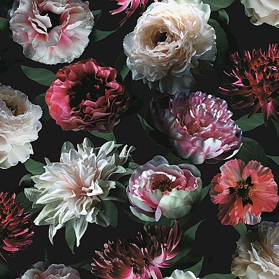 Contessa Ruby Flowers Wallpaper