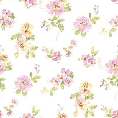Captiva Pink Watercolor Floral Wallpaper
