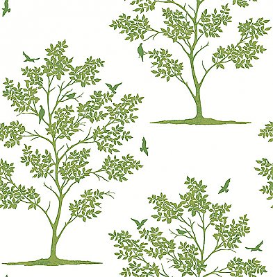 Woodland Green Trees & Birds Wallpaper