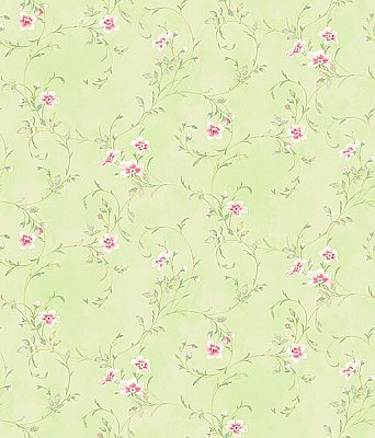 Capri Mint Floral Scroll Wallpaper