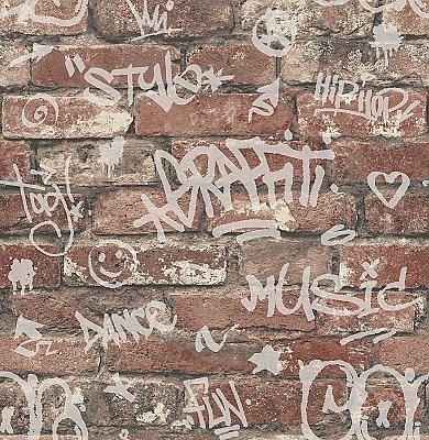 Rodney Red Tagged Brick Wallpaper