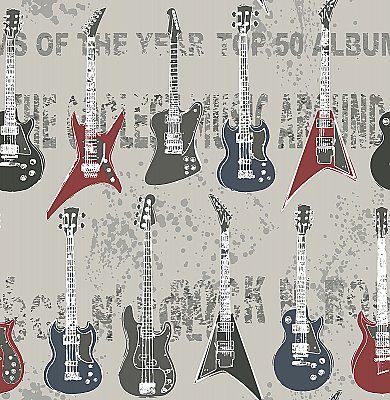 Richards Red Rock Star Guitar Stripe Wallpaper