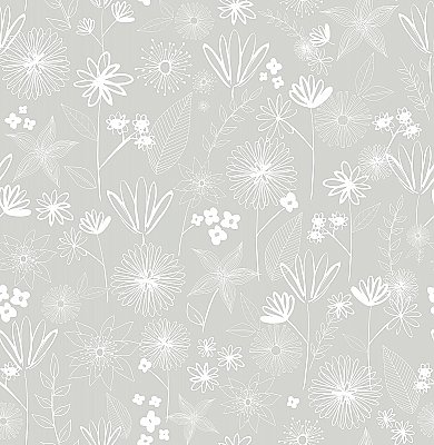Mariska Grey Meadow Wallpaper