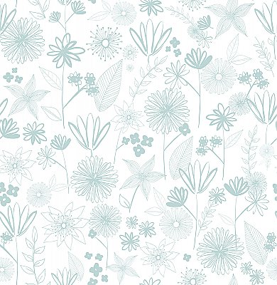 Mariska Turquoise Meadow Wallpaper