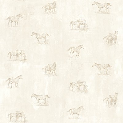Doodles Beige Horse Sketch Toss Wallpaper Wallpaper