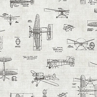 Douglas Black Vintage Planes Wallpaper
