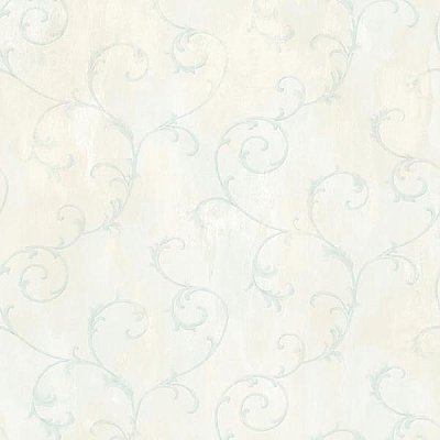 Mimosa Blue Scroll Wallpaper