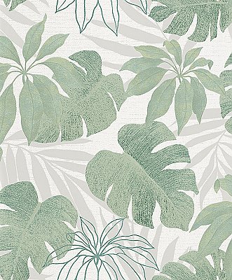 Nona Green Tropical Leaves Wallpaper