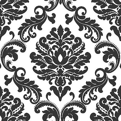 Ariel Black and White Damask Peel & Stick Wallpaper