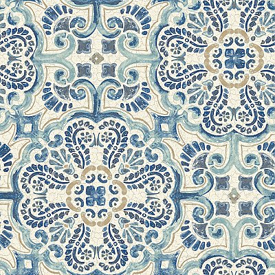 Blue Florentine Tile Peel & Stick Wallpaper