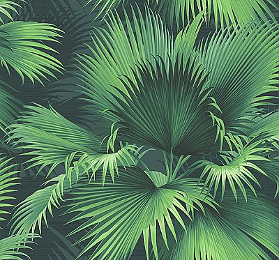 Endless Summer Dark Green Palm Wallpaper