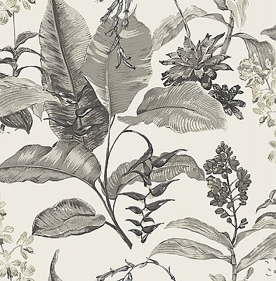 Maui White Botanical Wallpaper