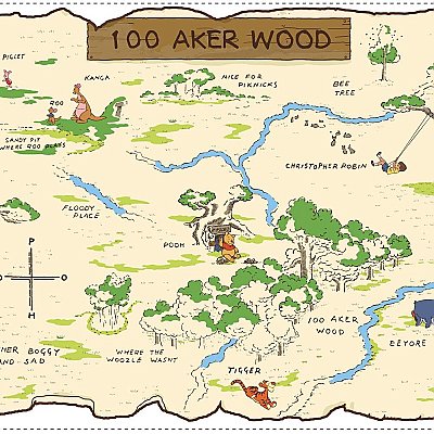 WINNIE THE POOH - 100 AKER WOOD PEEL & STICK MAP