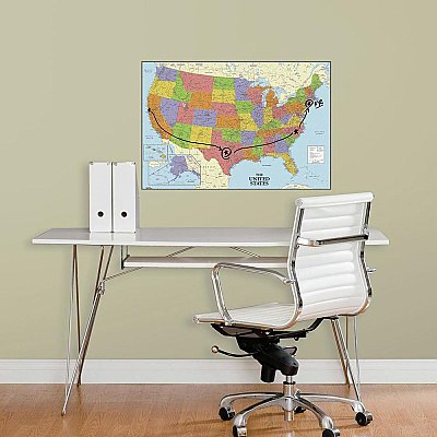 USA MAP DRY ERASE PEEL AND STICK GIANT WALL DECALS