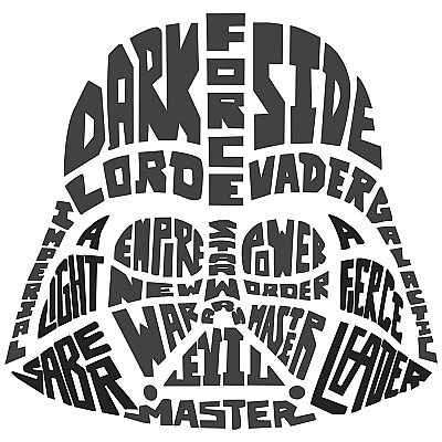 STAR WARS TYPOGRAPHIC DARTH VADAR PEEL AND STICK GIANT WALL DECALS