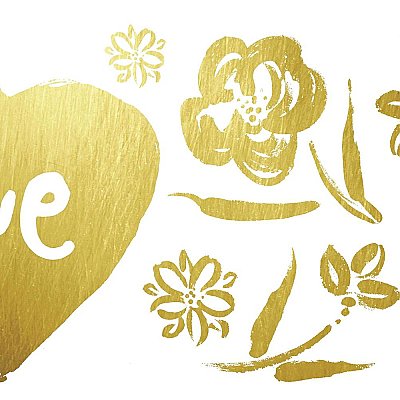 KATHY DAVIS LOVE HEART GOLD FOIL PEEL AND STICK GIANT WALL DECALS