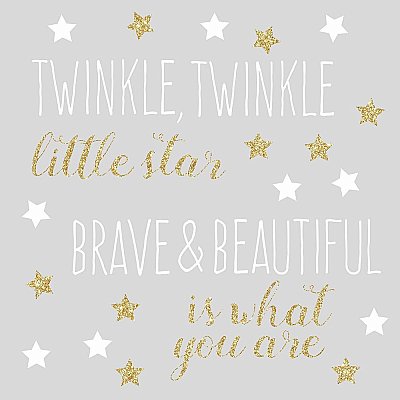 TWINKLE TWINKLE LITTLE STAR QUOTE PEEL AND STICK WALL DECALS WITH GLITTER