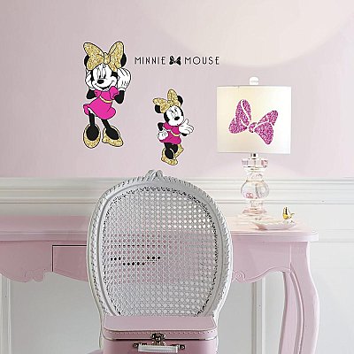MINNIE MOUSE PEEL AND STICK WALL DECALS WITH GLITTER