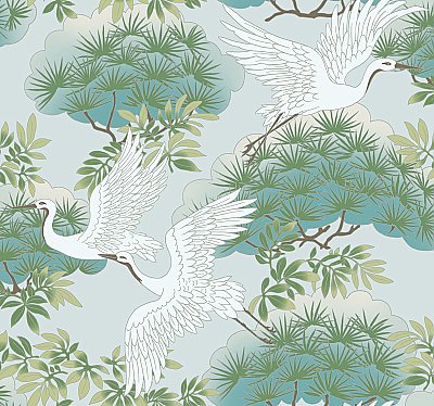 Sprig & Heron Wallpaper