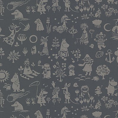 Moomin Black Novelty Wallpaper
